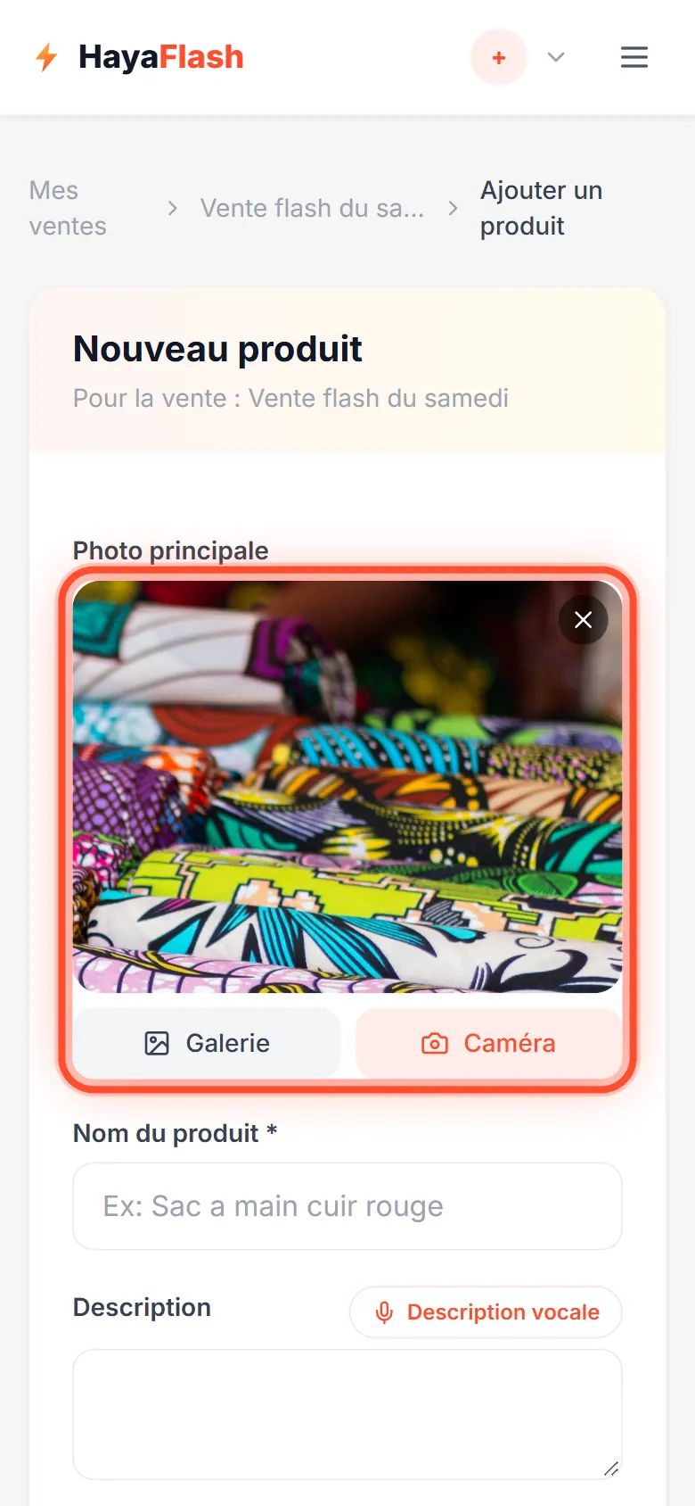 Ajoute la photo du produit