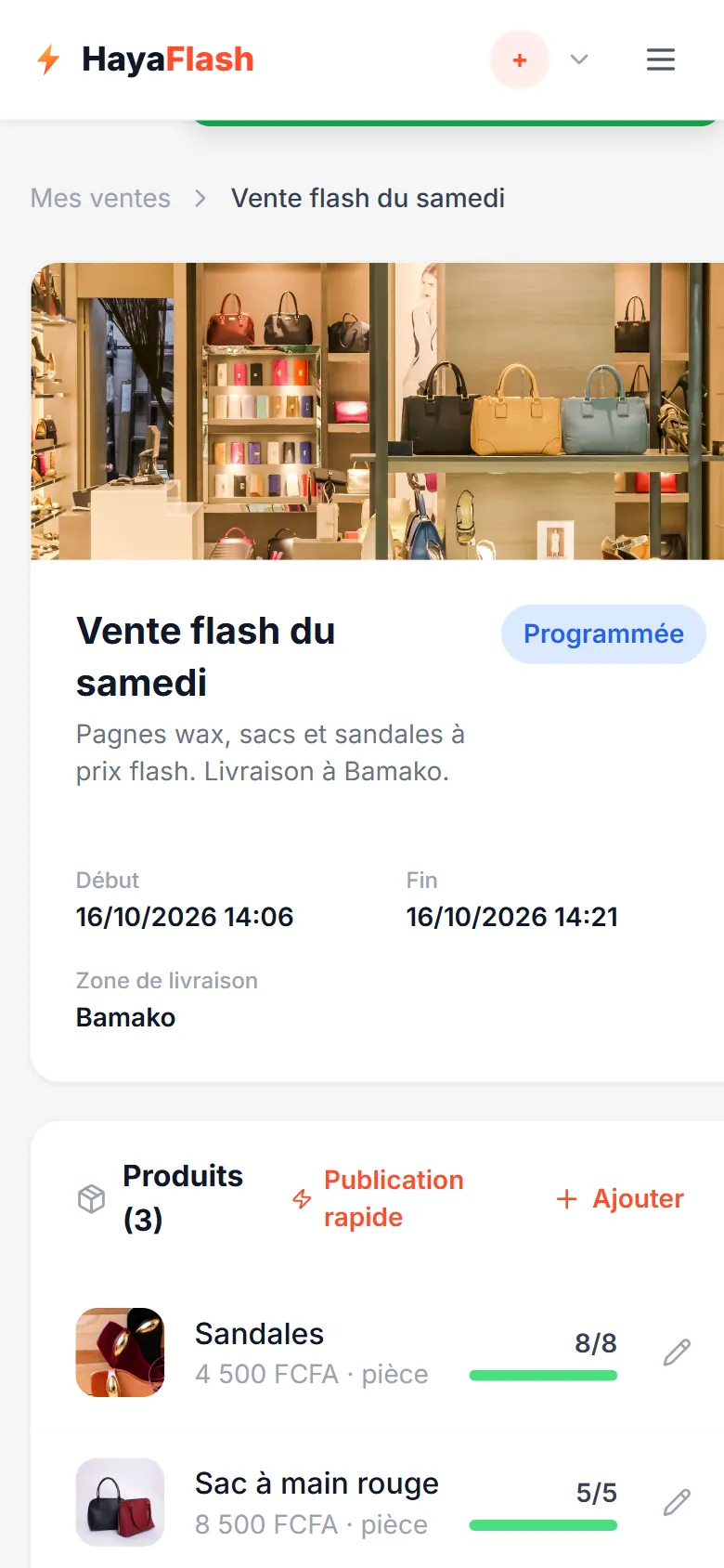 Tes produits sont prêts