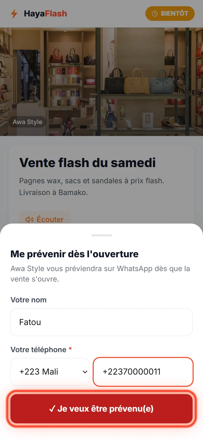 Tes clientes se font prévenir