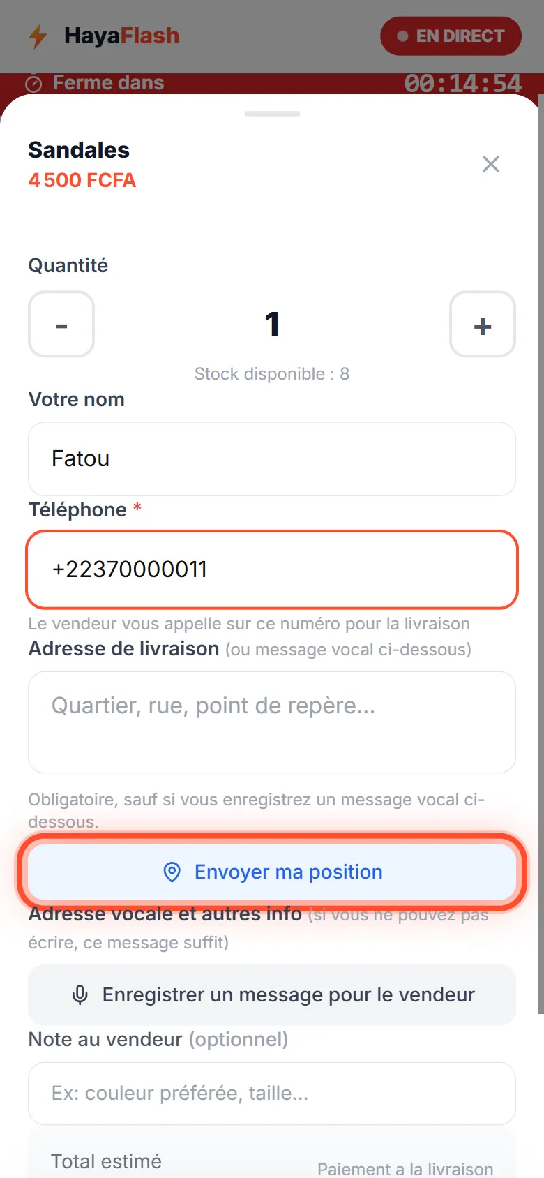 Son adresse : position ou message vocal